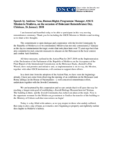 Speech on the occasion of Holocaust Remembrance Day