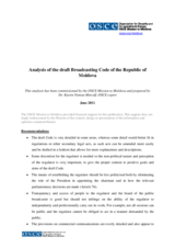 Analysis of the draft Broadcasting Code of the Republic of Moldova