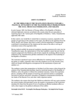 Joint statement by the Mediators in the Negotiations Process toward a Political Settlement of the Transdniestrian Problem from the OSCE, the Russian Federation and the Ukraine