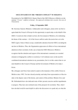 OSCE dynamics in the "Frozen Conflict" in Moldova